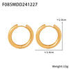 Wholesale Simple Plain Ring Earrings Set For Women Stainless Steel With 18K Real Gold Plated Electroplating Geometric Style