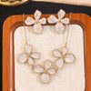 Wholesale Simple Plants And Flowers Dripping Oil Stainless Steel Flower Necklace And Earrings Set For Women