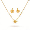 Wholesale Simple Plants And Flowers Electroplated Stainless Steel Earrings And Necklace Set For Women