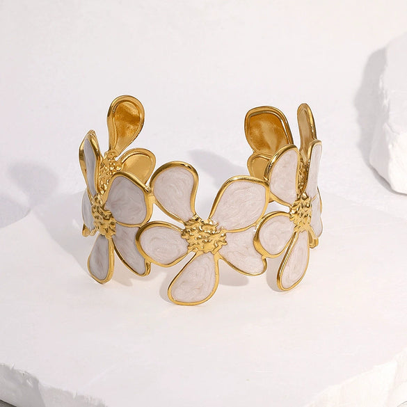 Wholesale Simple Plants And Flowers Style Electroplated Stainless Steel Bracelet Jewelry