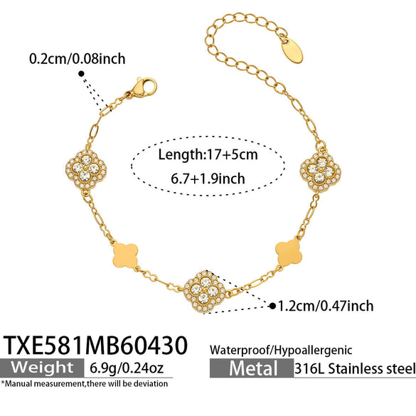 Wholesale Simple Plants Flowers Stainless Steel Jewelry Set With Pvd Real Gold Plated For Women