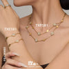 Wholesale Simple Plants Flowers Stainless Steel Jewelry Set With Pvd Real Gold Plated For Women