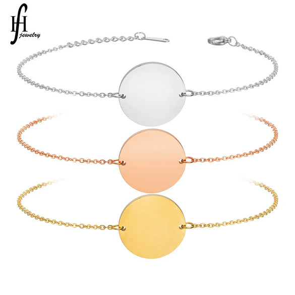 Wholesale Simple Polished Glossy Round Geometric Stainless Steel Electroplated Unisex Bracelet