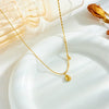 Wholesale Simple Retro Elegant Clavicle Chain Necklace With Green Diamond Water Drop Accessories In Titanium Steel With Electroplating Treatment