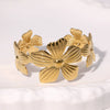 Wholesale Simple Retro Fivepetal Flower Stainless Steel Electroplated Women's Bracelet