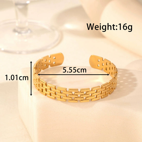Wholesale Simple Retro Geometric Titanium Steel Ring Bracelet With Electroplating Jewelry