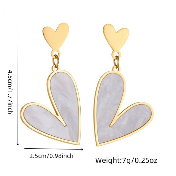 Wholesale Simple Retro Goldplated Stainless Steel Heart Pendant Earrings For Women