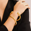 Wholesale Simple Retro Irregular Hammered Titanium Steel Bracelet With 18K Gold Plated Electroplating