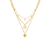Wholesale Simple Retro Multi Layer Chain Love Round Pendant Necklace In Titanium Steel With Geometric Pattern And Electroplating