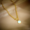 Wholesale Simple Retro Round Buckle Titanium Steel Chain Necklace With Geometric Pattern And Electroplating Treatment