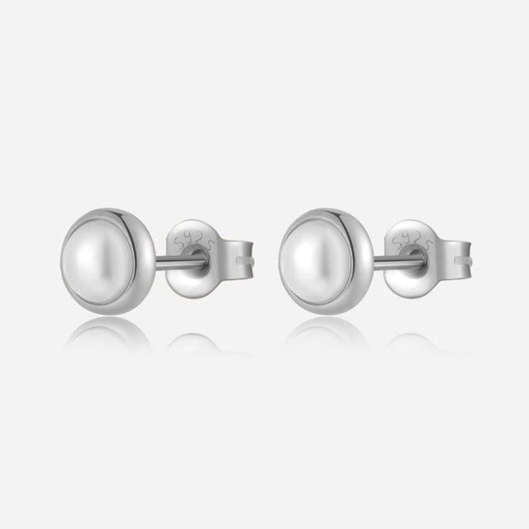 Wholesale Simple Retro Small Pearl 925 Silver Earrings For Girls With Electroplating Treatment