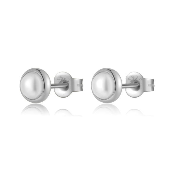 Wholesale Simple Retro Small Pearl 925 Silver Earrings For Girls With Electroplating Treatment