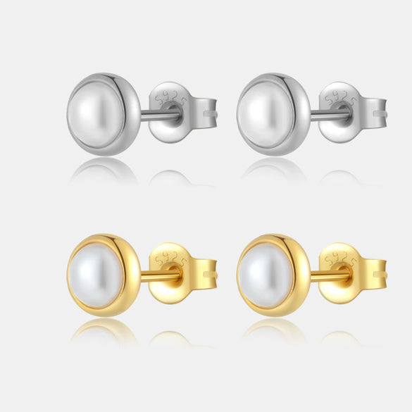 Wholesale Simple Retro Small Pearl 925 Silver Earrings For Girls With Electroplating Treatment
