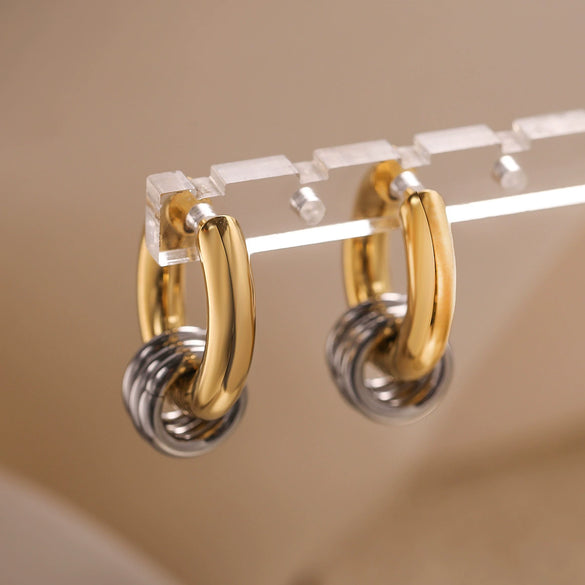 Wholesale Simple Retro Stainless Steel Geometric Earrings For Women With Gold Plated Electroplating