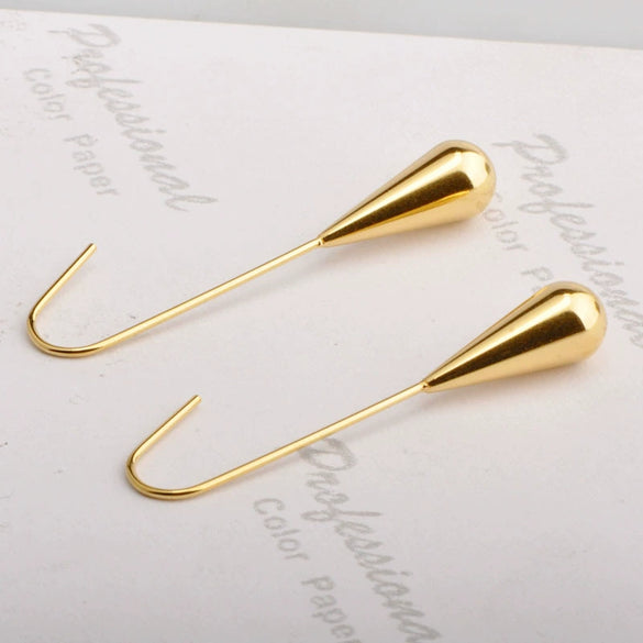 Wholesale Simple Retro Women's Titanium Steel Long Water Drop Earrings With Electroplating And Letters Numbers Text Pattern