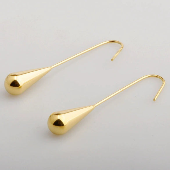 Wholesale Simple Retro Women's Titanium Steel Long Water Drop Earrings With Electroplating And Letters Numbers Text Pattern