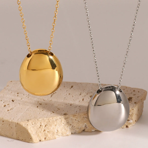 Wholesale Simple Round Stainless Steel Pendant Necklace With Electroplating For Women Geometric Style Ochain Accessories