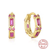 Wholesale Simple S925 Silver Geometric Light Luxury Colorful Treasure Ear Studs With Irregular Ear Buckle Electroplated