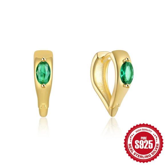 Wholesale Simple S925 Silver Geometric Light Luxury Colorful Treasure Ear Studs With Irregular Ear Buckle Electroplated