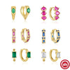 Wholesale Simple S925 Silver Geometric Light Luxury Colorful Treasure Ear Studs With Irregular Ear Buckle Electroplated