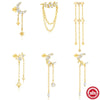 Wholesale Simple S925 Sterling Silver Daily Matching Star Moon Element Tassel Geometric Earrings