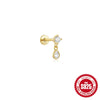 Wholesale Simple S925 Sterling Silver Personality Star Pearl Water Drop Inlaid Zircon Flat Head Thread Piercing Ear Bone Nail