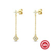 Wholesale Simple S925 Sterling Silver Petals Snowflake Four Leaf Clover Flower Pattern Drop Earrings For Women With Zircon Treatment