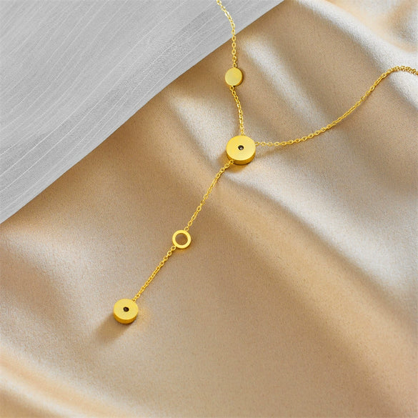 Wholesale Simple Single Layer Titanium Steel Necklace With Geometric Design And Electroplating For Unisex