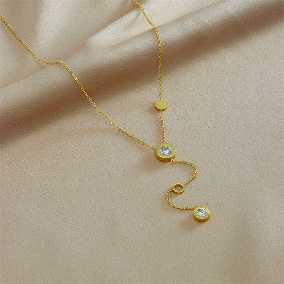 Wholesale Simple Single Layer Titanium Steel Necklace With Geometric Design And Electroplating For Unisex