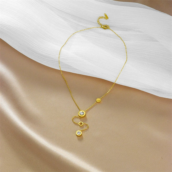 Wholesale Simple Single Layer Titanium Steel Necklace With Geometric Design And Electroplating For Unisex