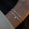 Wholesale Simple Sparkling Love Zircon Heart Pendant Bracelet Set In Alloy With Electroplating For Women