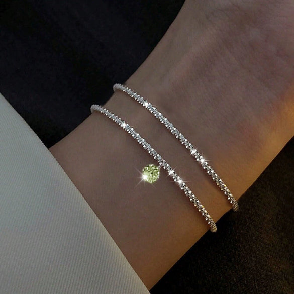 Wholesale Simple Sparkling Love Zircon Heart Pendant Bracelet Set In Alloy With Electroplating For Women