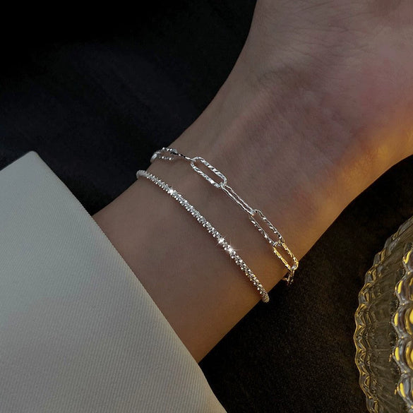 Wholesale Simple Sparkling Love Zircon Heart Pendant Bracelet Set In Alloy With Electroplating For Women