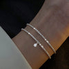 Wholesale Simple Sparkling Love Zircon Heart Pendant Bracelet Set In Alloy With Electroplating For Women