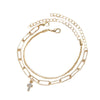 Wholesale Simple Sparkling Love Zircon Heart Pendant Bracelet Set In Alloy With Electroplating For Women
