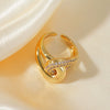 Wholesale Simple Specialshaped Multiple Open Rings Copper Inlaid With Zircon Fashion Style For Women