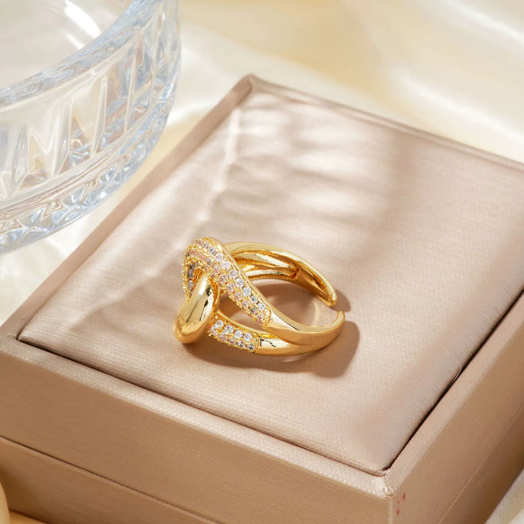 Wholesale Simple Specialshaped Multiple Open Rings Copper Inlaid With Zircon Fashion Style For Women