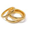 Wholesale Simple Stainless Steel And Titanium Steel Multi Layer Exaggerated Women's Bracelet With 18K Gold Plated Electroplating And Geometric Style
