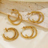 Wholesale Simple Stainless Steel Cshaped Goldplated Electroplated Women's Twist Earrings