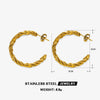 Wholesale Simple Stainless Steel Cshaped Goldplated Electroplated Women's Twist Earrings