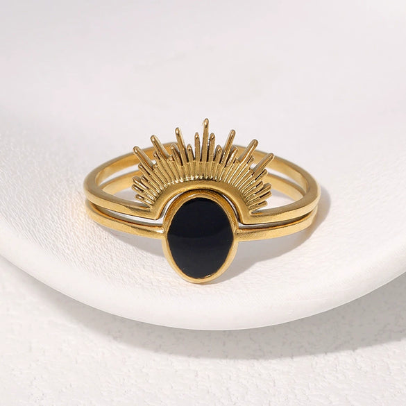 Wholesale Simple Stainless Steel Electroplated Crown Open Ring For Women