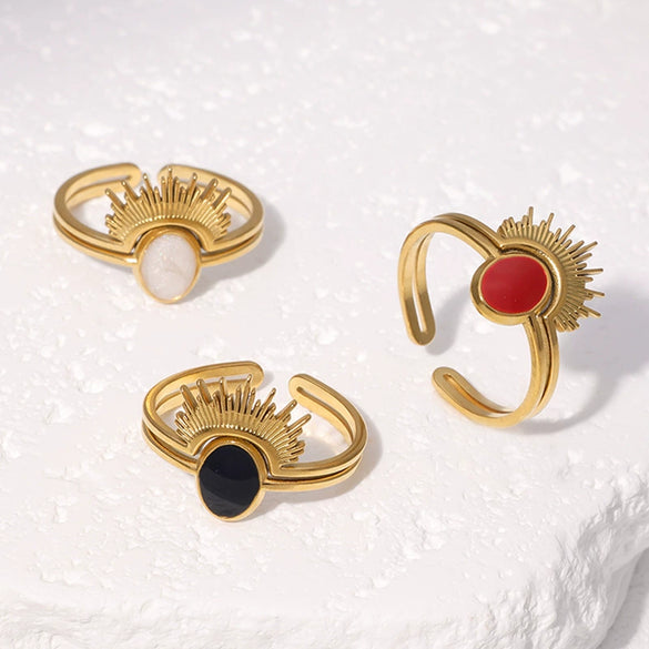 Wholesale Simple Stainless Steel Electroplated Crown Open Ring For Women