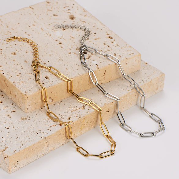 Wholesale Simple Stainless Steel Electroplated 18K Gold Paper Clip Chain Foot Jewelry For Women