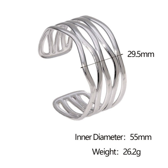 Wholesale Simple Stainless Steel Electroplated Open Adjustable Bracelet