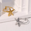 Wholesale Simple Stainless Steel Electroplated Star Pattern Starfish Opening Ring For Women