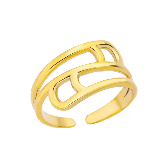 Wholesale Simple Stainless Steel Geometric Heartshaped Hollow Ring For Men And Women With Electroplating