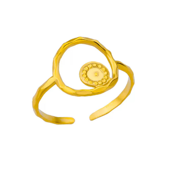 Wholesale Simple Stainless Steel Geometric Heartshaped Hollow Ring For Men And Women With Electroplating
