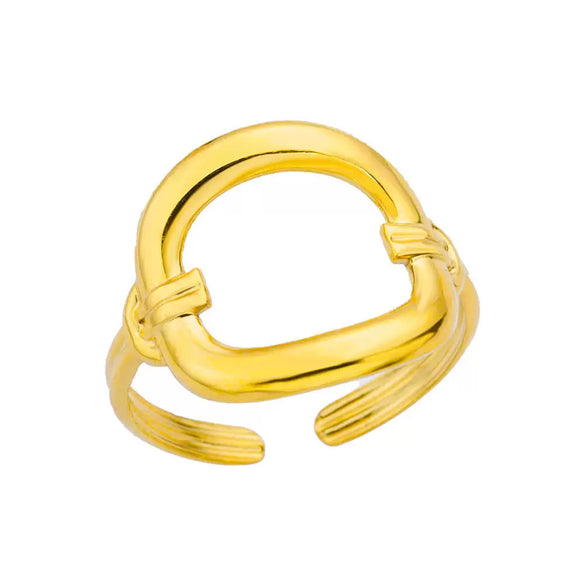 Wholesale Simple Stainless Steel Geometric Heartshaped Hollow Ring For Men And Women With Electroplating