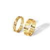 Wholesale Simple Stainless Steel Geometric Hollow Finger Ring With Great Wall Pattern Vacuum Real Gold Electroplated In Pvd Furnace Unisex