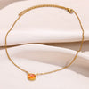 Wholesale Simple Stainless Steel Geometric Opal Oval Women's Clavicle Necklace With Electroplating